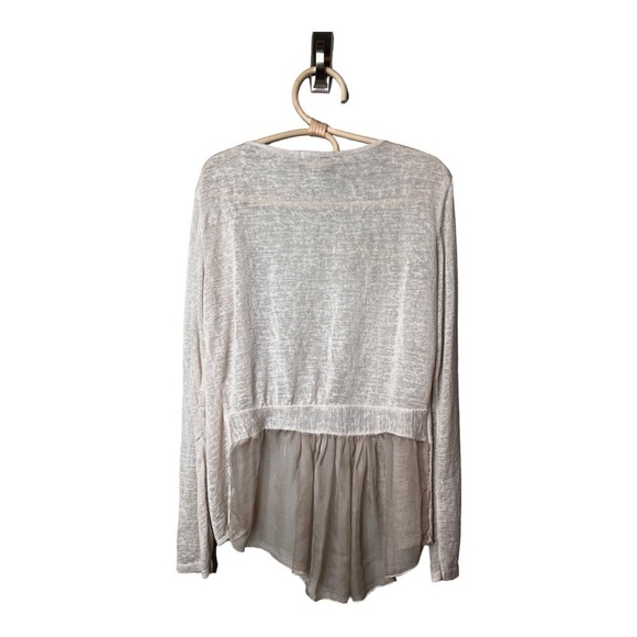 Elena Baldi Oat Sheer Cardigan with Contrasting Silky Hem Made in Italy Size L - Picture 6 of 12